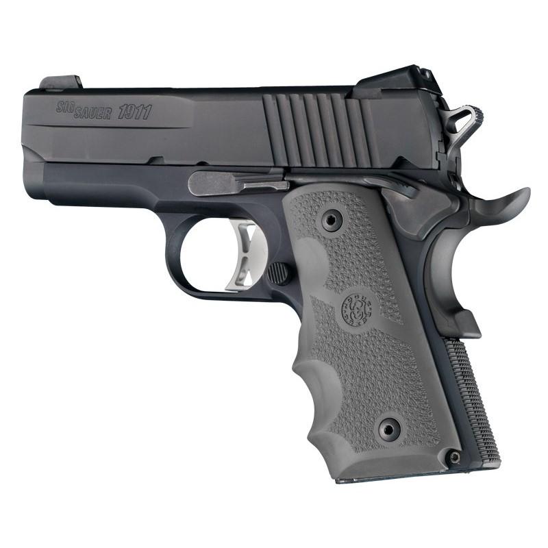 Hogue Rubber Grips for 1911 Officers Slate Grey