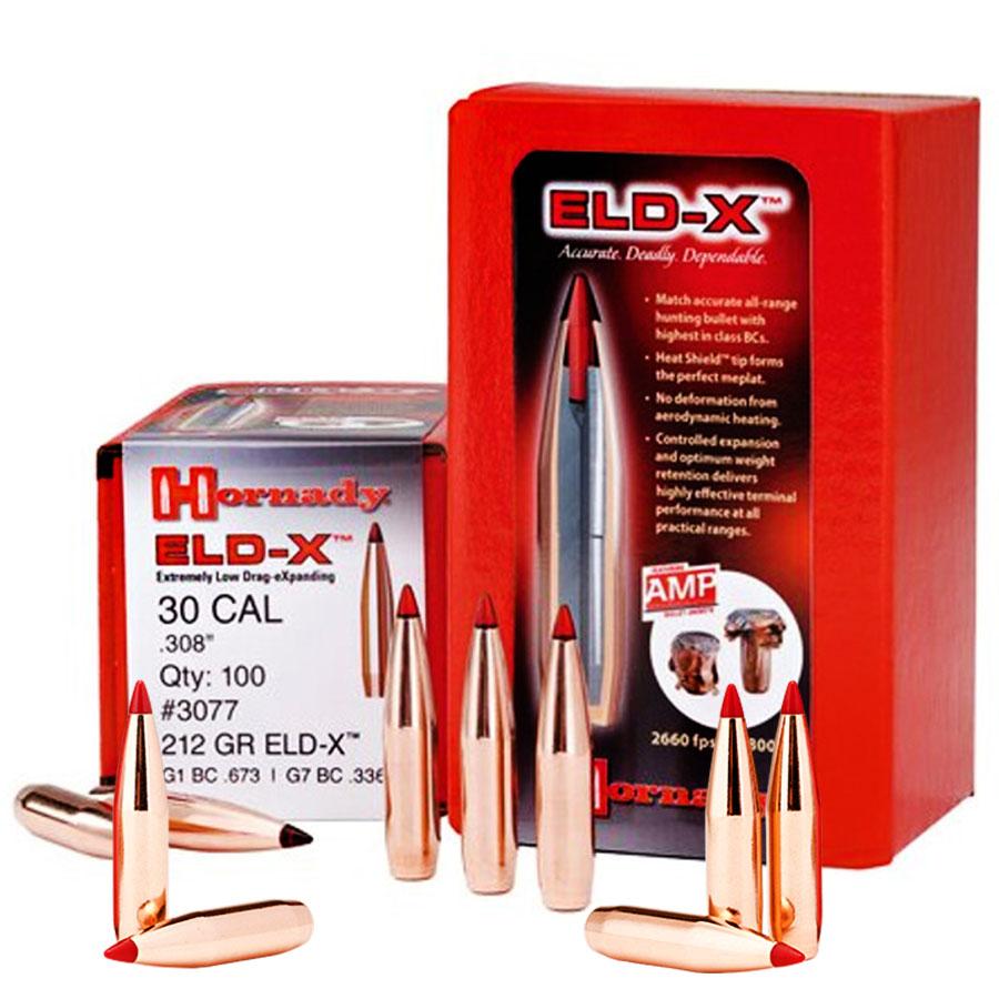 Hornady 30 Cal .308 212 Gr Eld-x 100 Count Bullets