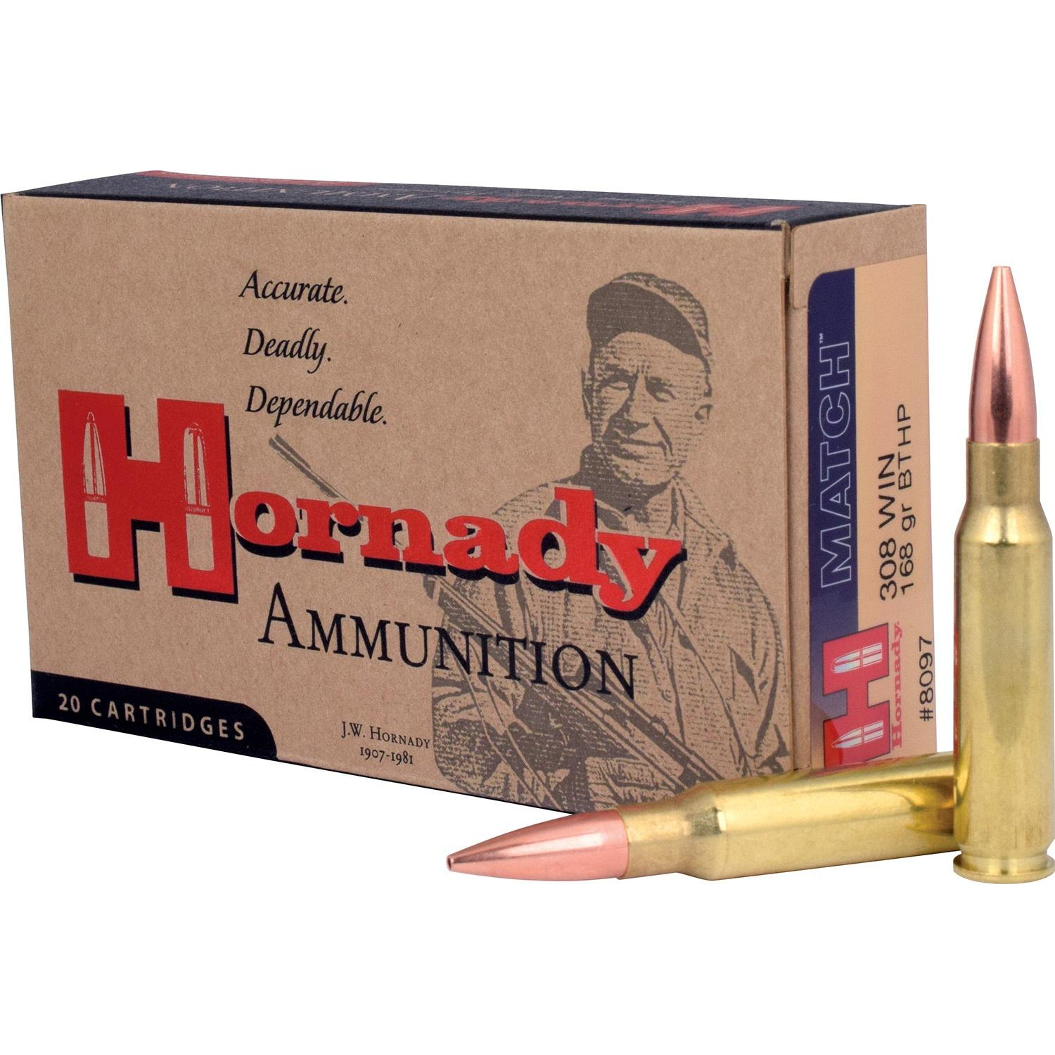 Hornady .308 Win 168GR Bthp Match 50RD