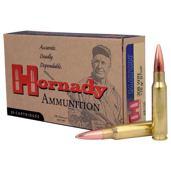 Hornady Match 308 Win 178 Gr Bthp 20 Rd