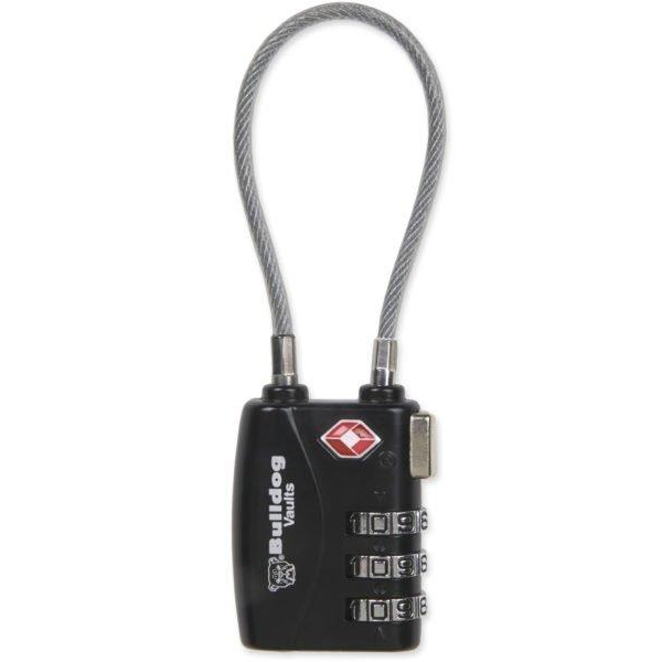 Bulldog Tsa Approved Lock With Steel Cable, Black