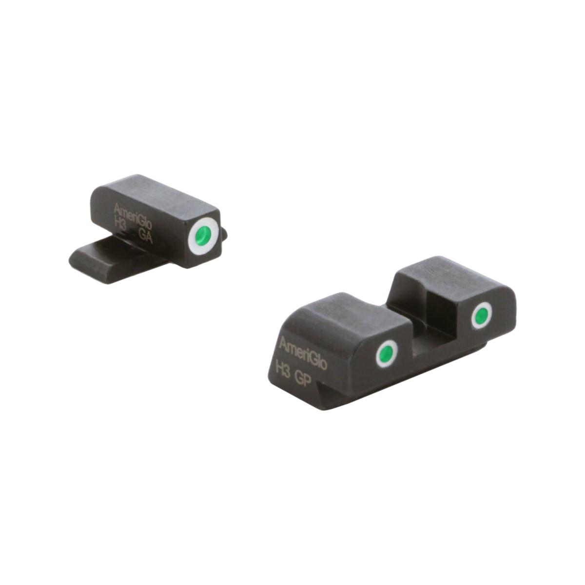 Ameriglo Green Tritium Front & Rear 3 Dot Sight for Hellcat