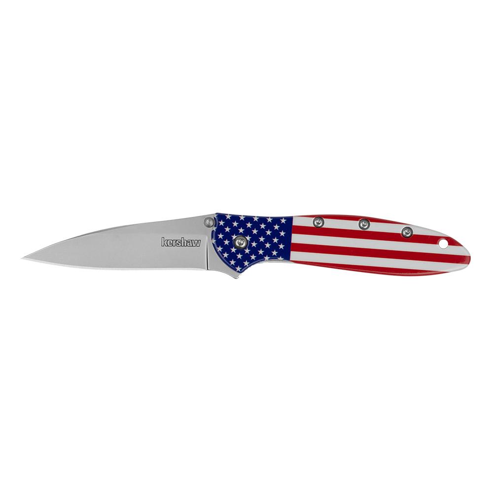 Kershaw Leek 1660USA Folding Knife - Aluminum Usa Flag Handle