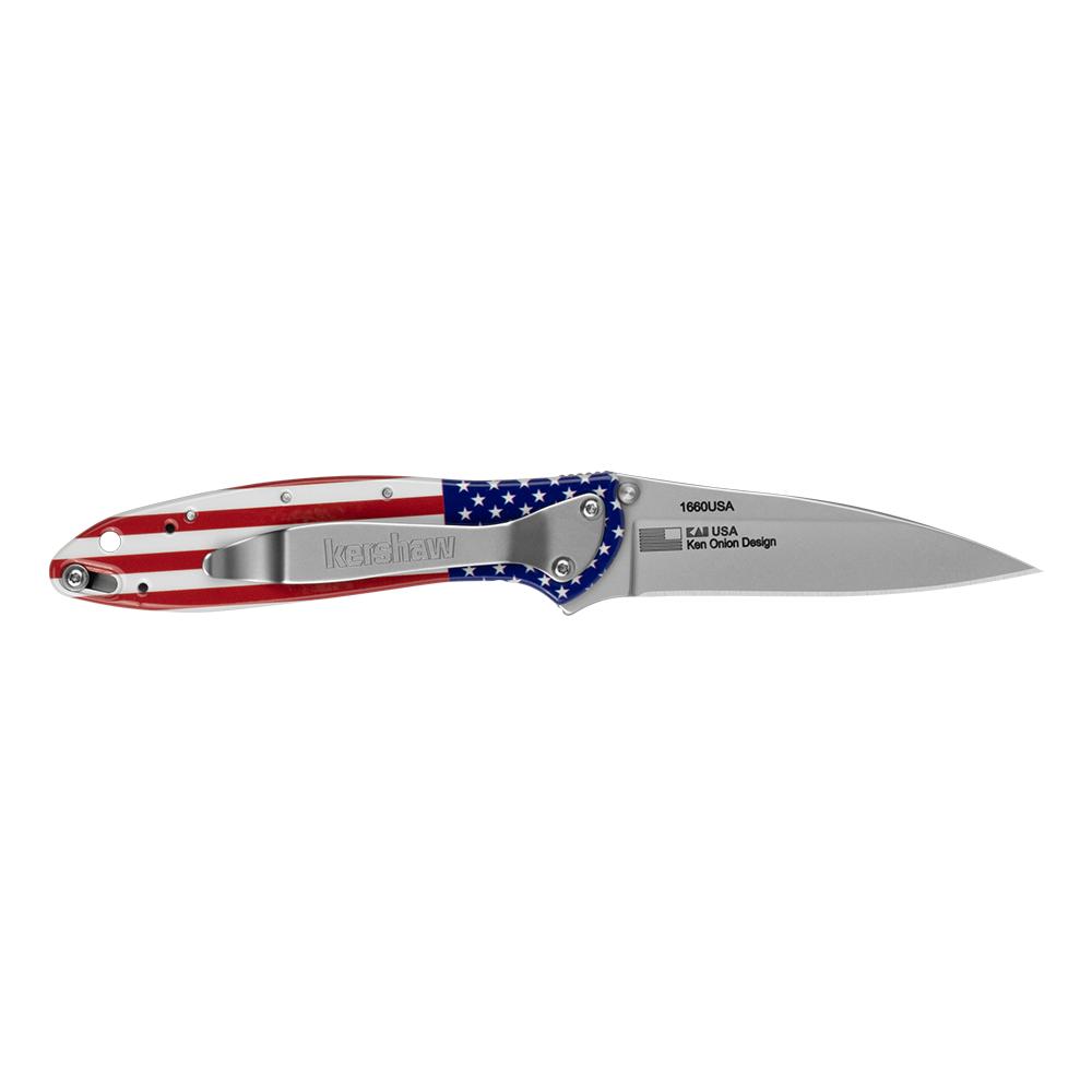 Kershaw Leek 1660USA Folding Knife - Aluminum Usa Flag Handle - Image 2