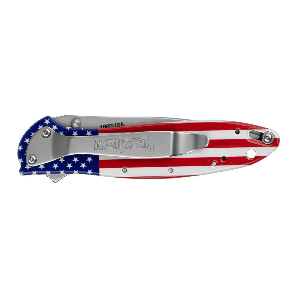 Kershaw Leek 1660USA Folding Knife - Aluminum Usa Flag Handle