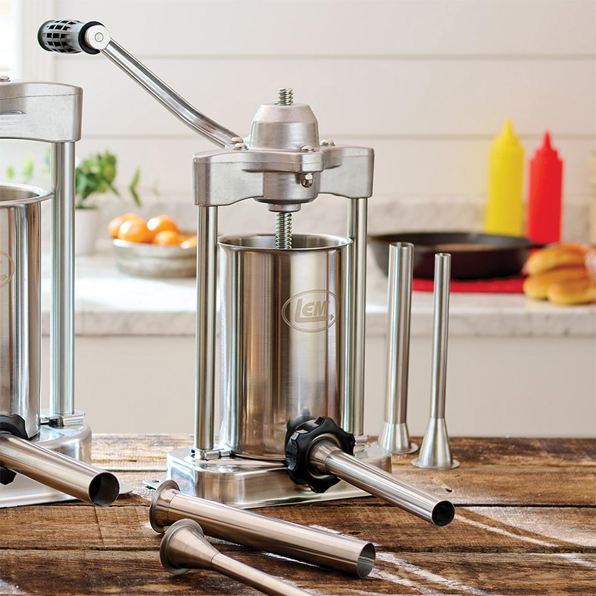 Lem Products Mighty Bite 15LB Vertical Stainless Steel Stuffer - Image 4