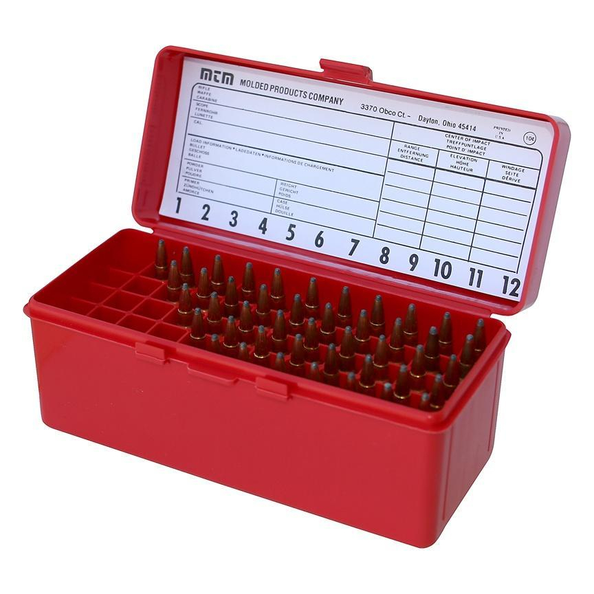 Mtm Ammo Box 50 Rd Flip-top Red for 243 308 Win 220 Swift