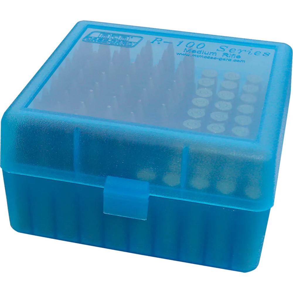 Mtm RS-100 100 Round Flip-top Ammo Box 17/204 Ruger 6X47 Clear Blue