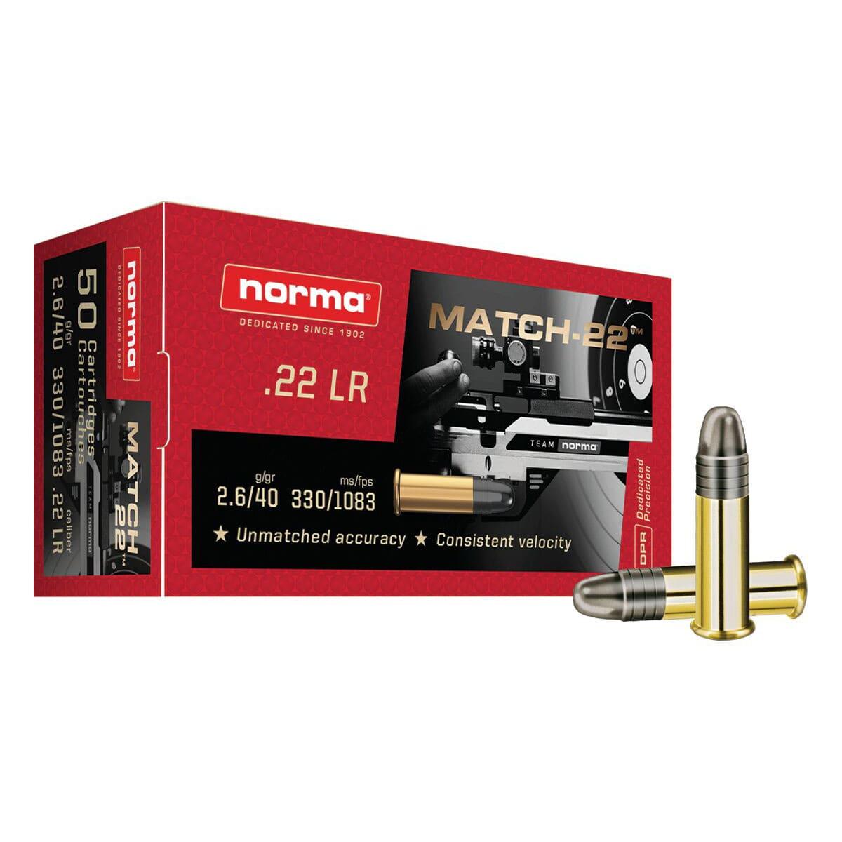 Norma 22LR 40GR Lrn Match 50 Rounds