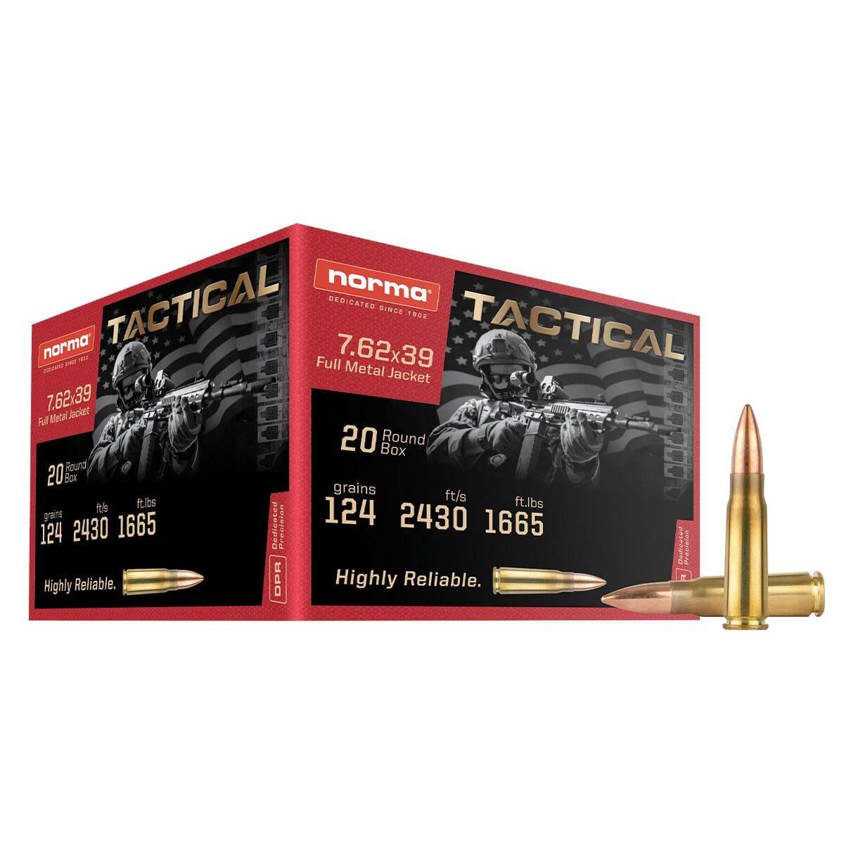 Norma 7.62X39 124GR Tactical Fmj 20RDS Ammo