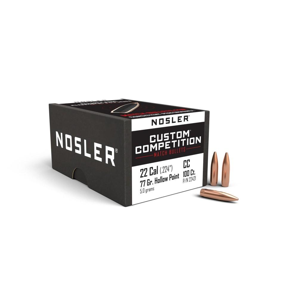Nosler 22 Cal .224 77GR Hp-bt Custom Competition 100 Count