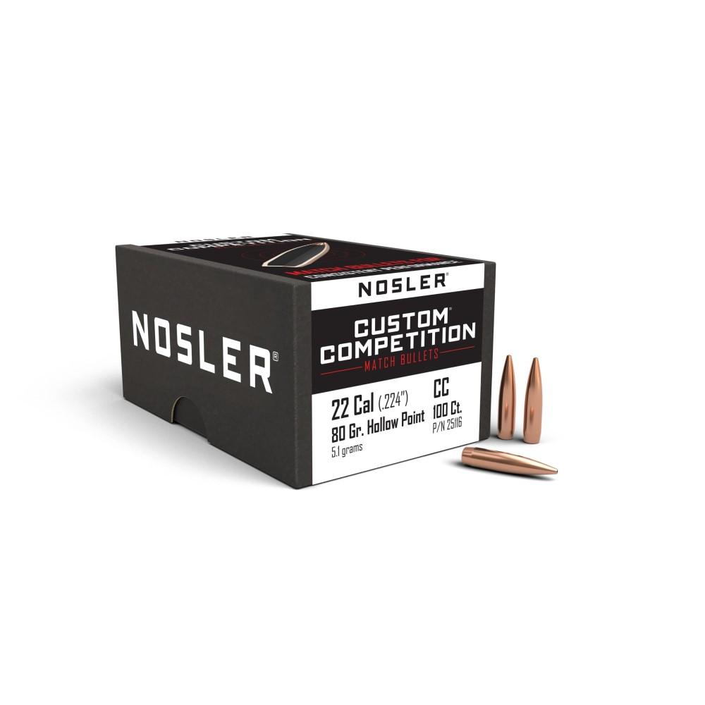 Nosler Custom Competition 22 Cal .224 80 Gr Hpbt 100 Count