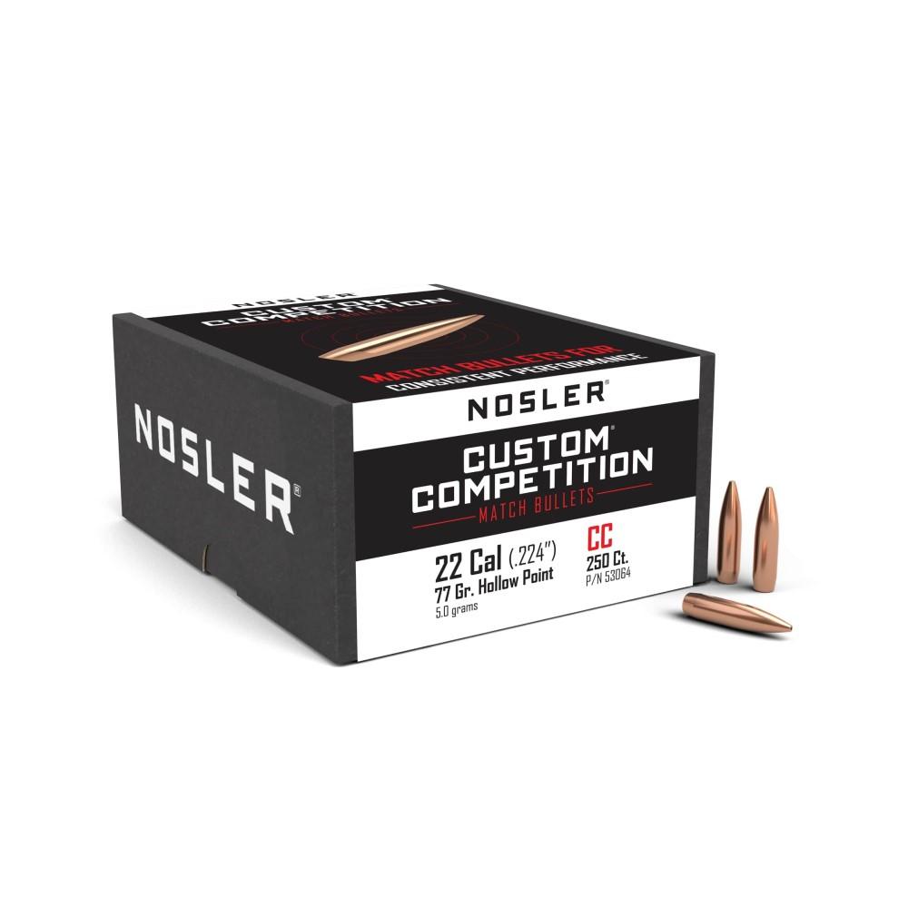 Nosler Bullets 22 Cal .224 77 Gr Hpbt Custom Competition 250CT