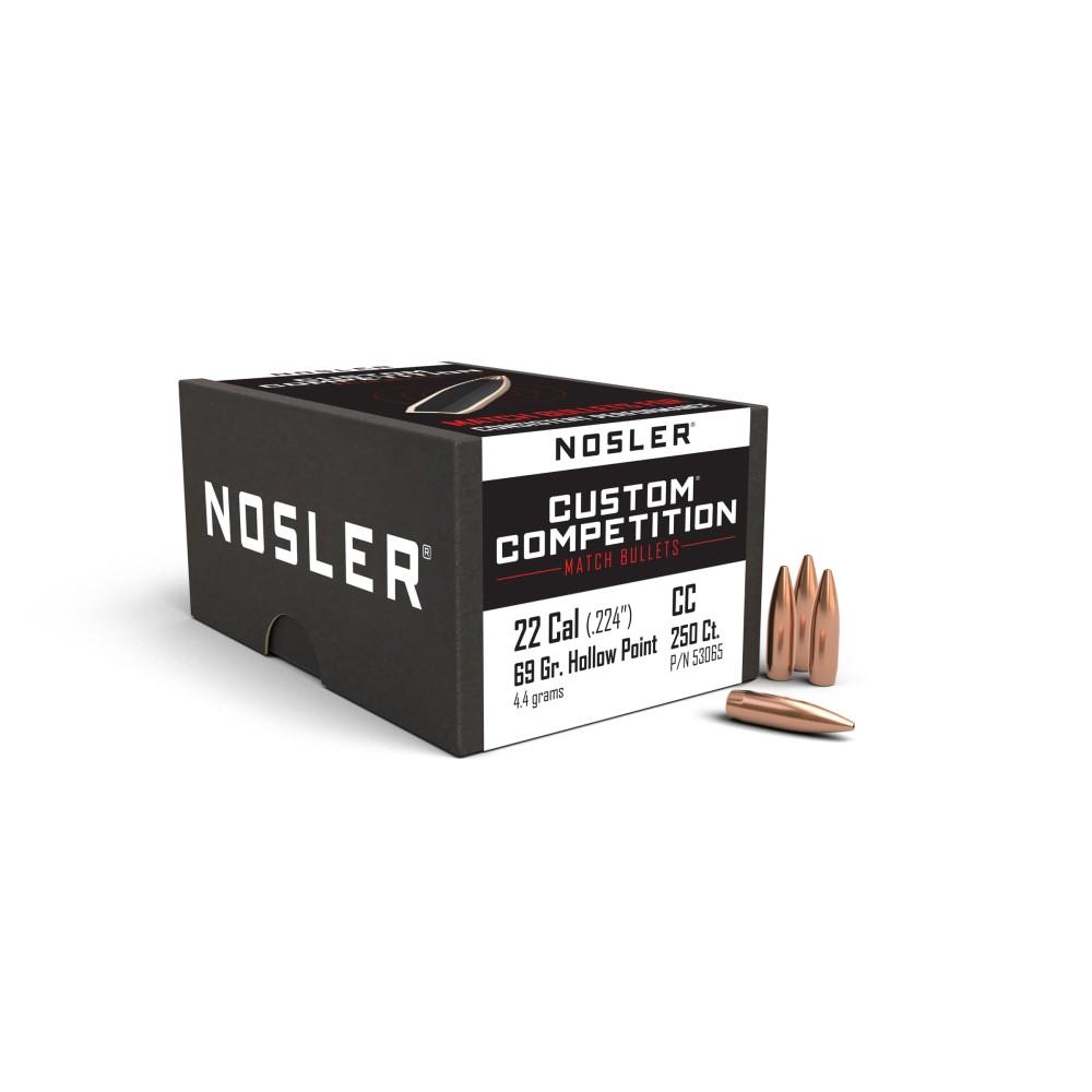 Nosler Bullets 22 Cal .224 69 Gr Hpbt Custom Competition 250 Box