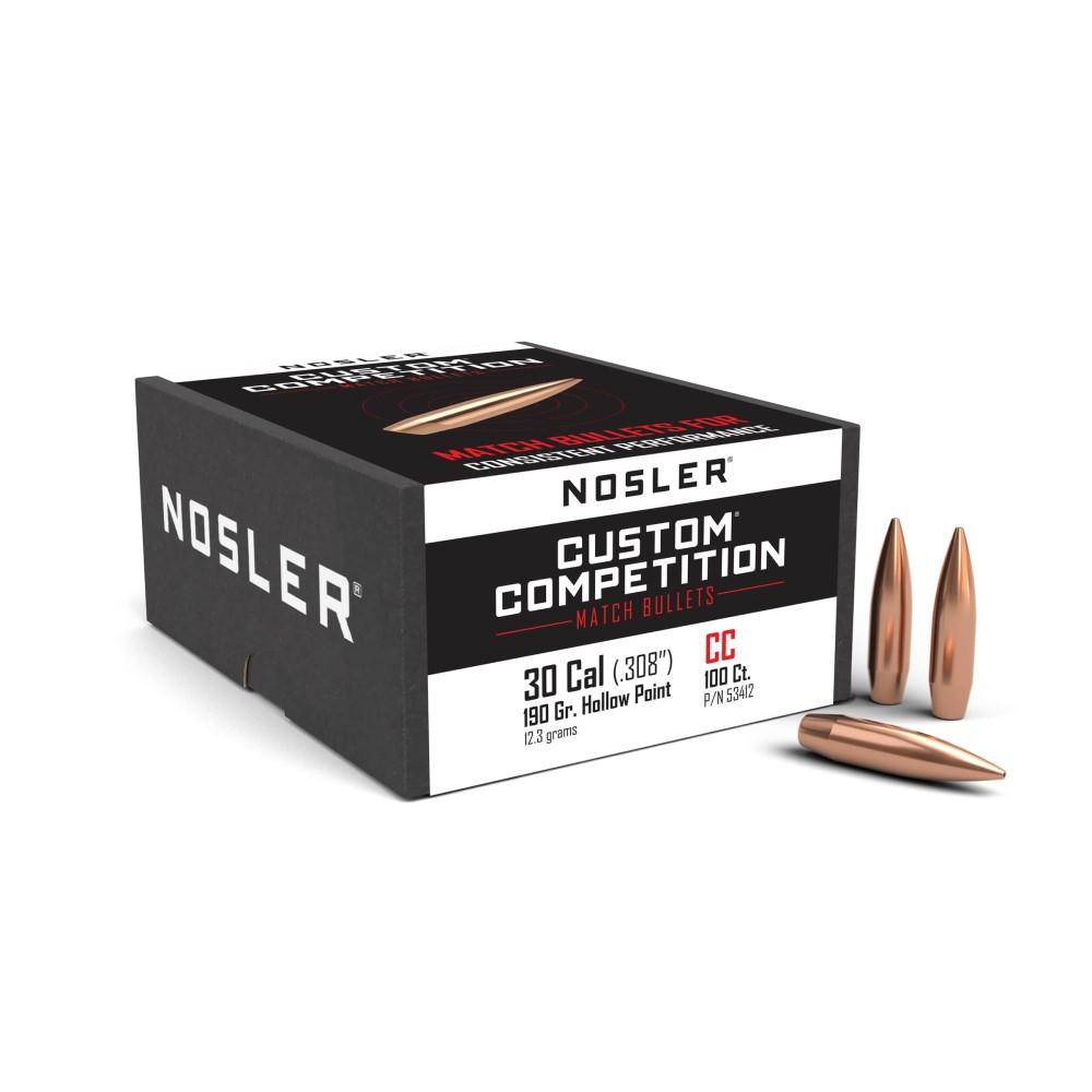 Nosler 30 Caliber 190 Grain Custom Competition Bullets 100CT