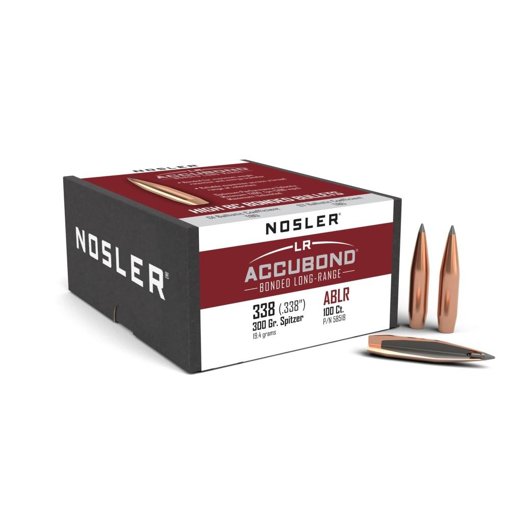 Nosler Accubond Long Range 338 Cal 300 Gr Spitzer Point 100 Ct