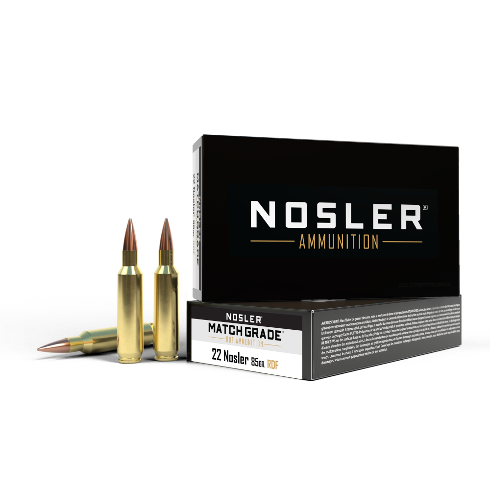 Nosler 22 Nosler 85 Gr. Rdf Hpbt Match Grade Ammo 20 Rd.
