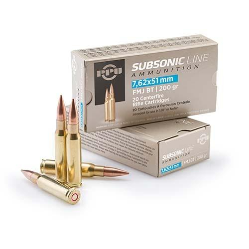 Ppu 7.62X51 Subsonic 200GR Fmj-bt 20RD