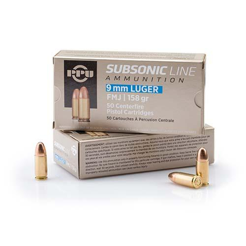 Ppu Subsonic 9MM Luger 158GR Fmj 50 Rds