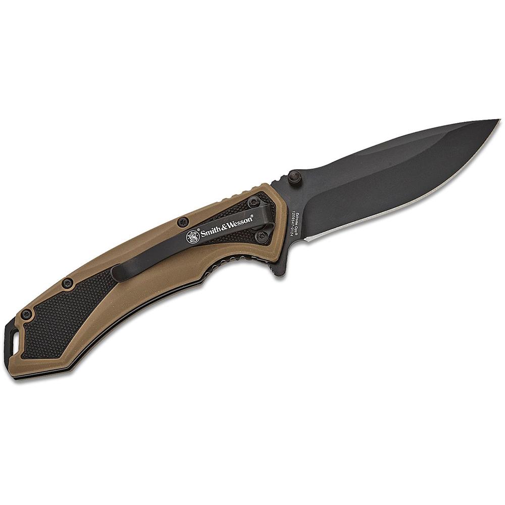 S&w Kt Extreme Ops Spring Assisted Knife 3.25 Black/tan