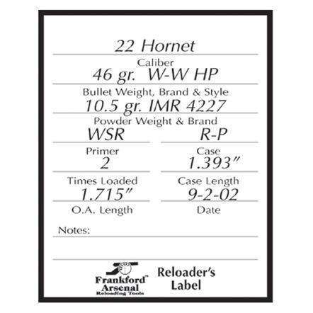 Frankford Arsenal Pistol & Rifle Reload Labels 100 Pack