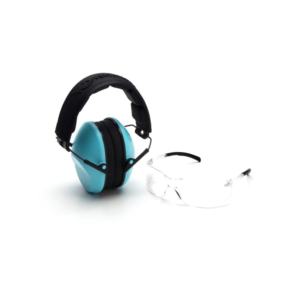 Pyramex VGCOMBO410 Clear Lens & Powder Blue Earmuff Combo