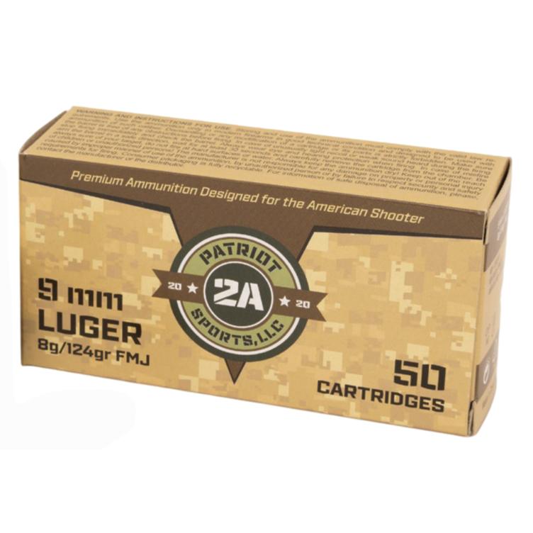 Patriot Sports 9MM 124GR Fmj Brass Case 50RD