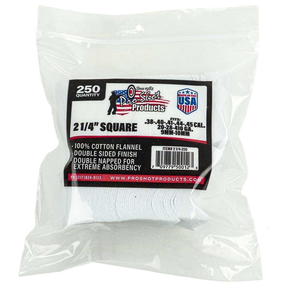 Pro-shot Cotton Cleaning Patches 2.25 .38 - .45 Cal 250 Pack