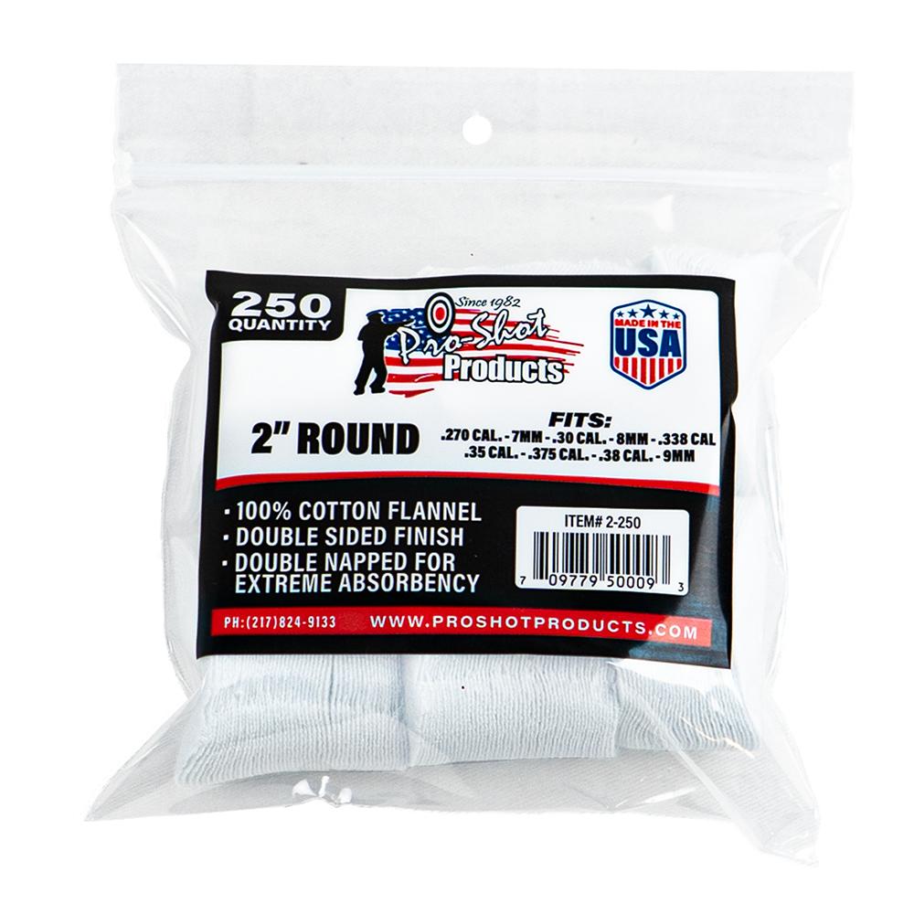 Pro-shot 2250 Cotton Cleaning Patches .270 - .38 Cal 250/PACK
