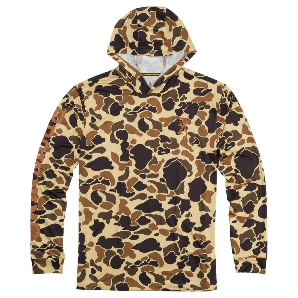 Browning Vintage Tan Camo Hooded Shooting Shirt 2XL