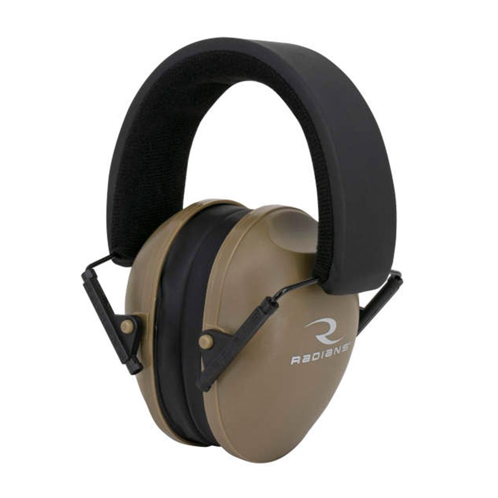 Radians Low Profile Ear Muff Tan NRR21 Compact Folding