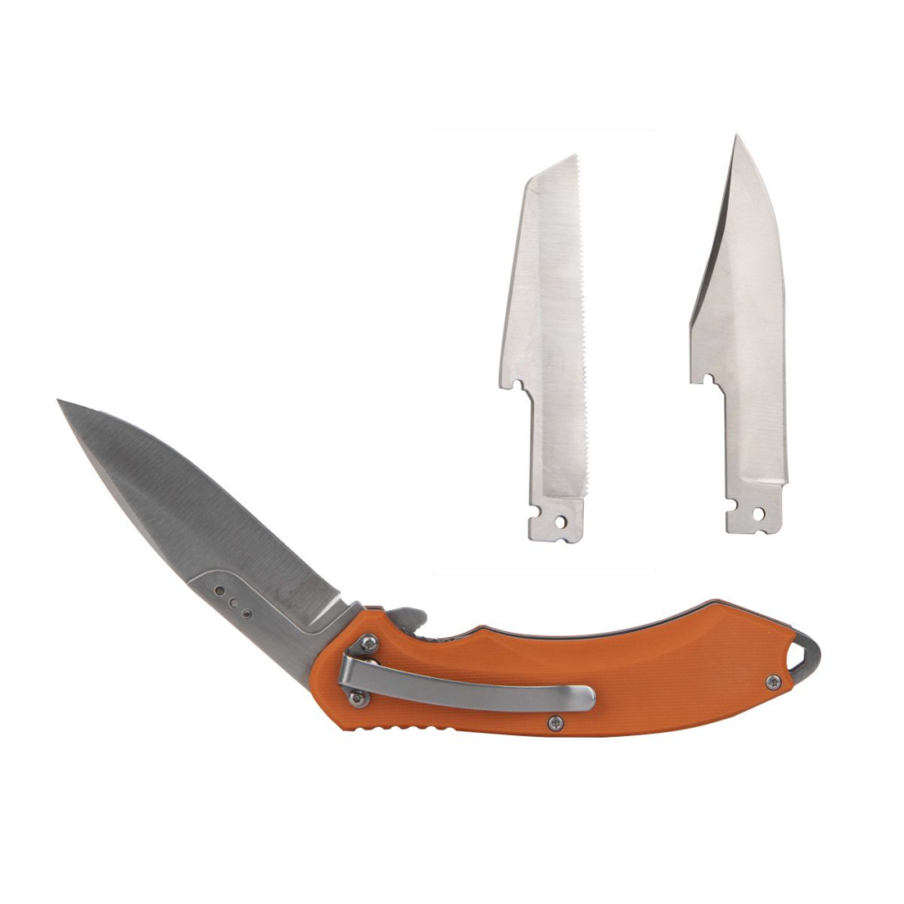Abkt Elite Triplex Folder Knife 4.25 Blade - Orange G10 Handle