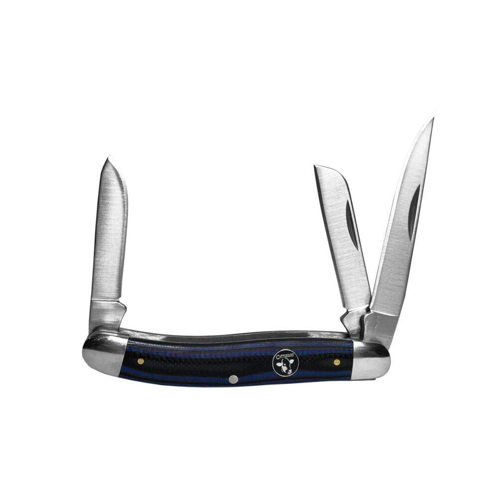 Cattleman Knife Cowhand Stockman - Blue - 3 Blade 2.5IN