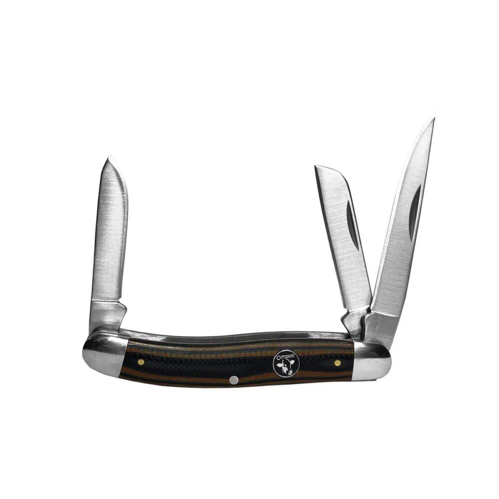 Cattleman Knife Cowhand Stockman 3 Blade 2.5IN Brown