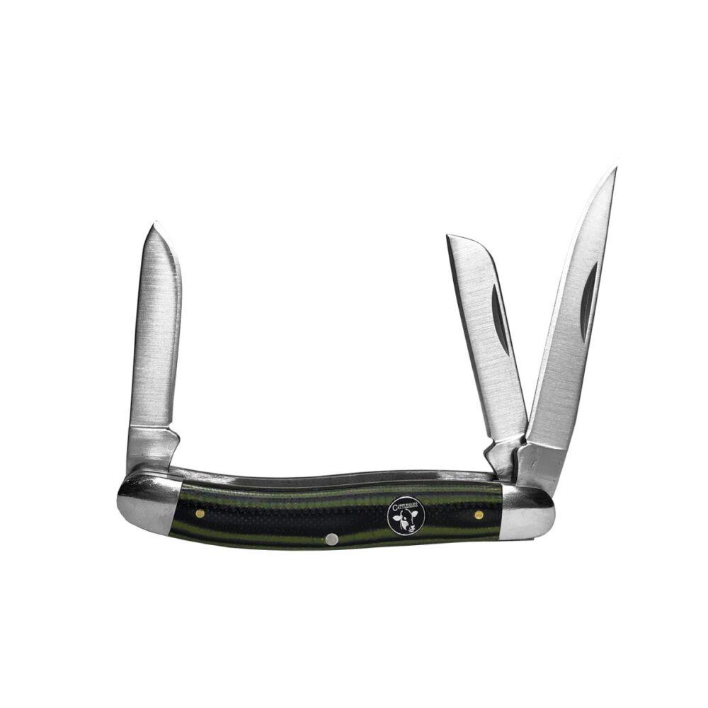 Cattleman Knife Cowhand Stockman Green 3 Blade 2.5IN