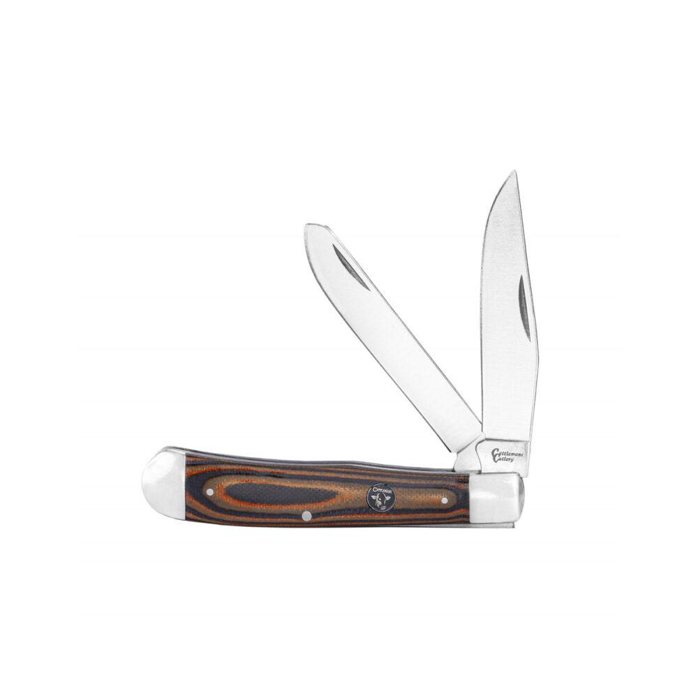 Cattleman Knife Cowhand Trapper 2 Blade Brown G10