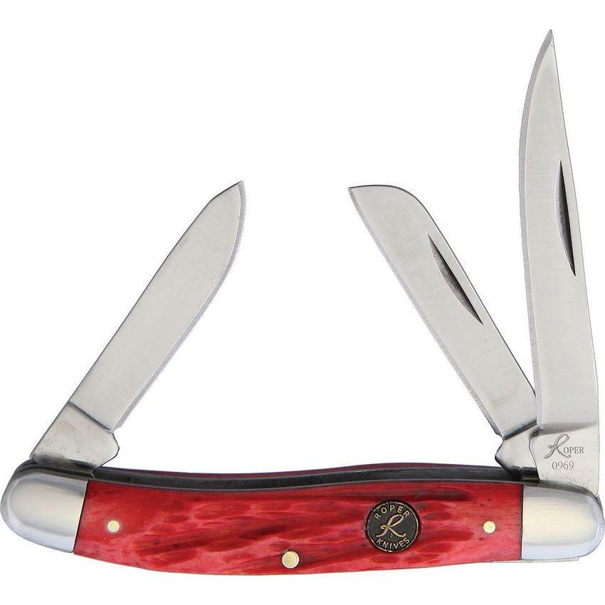 Roper Knife Stockman Chaparral Series - Red Bone - 3 Blades