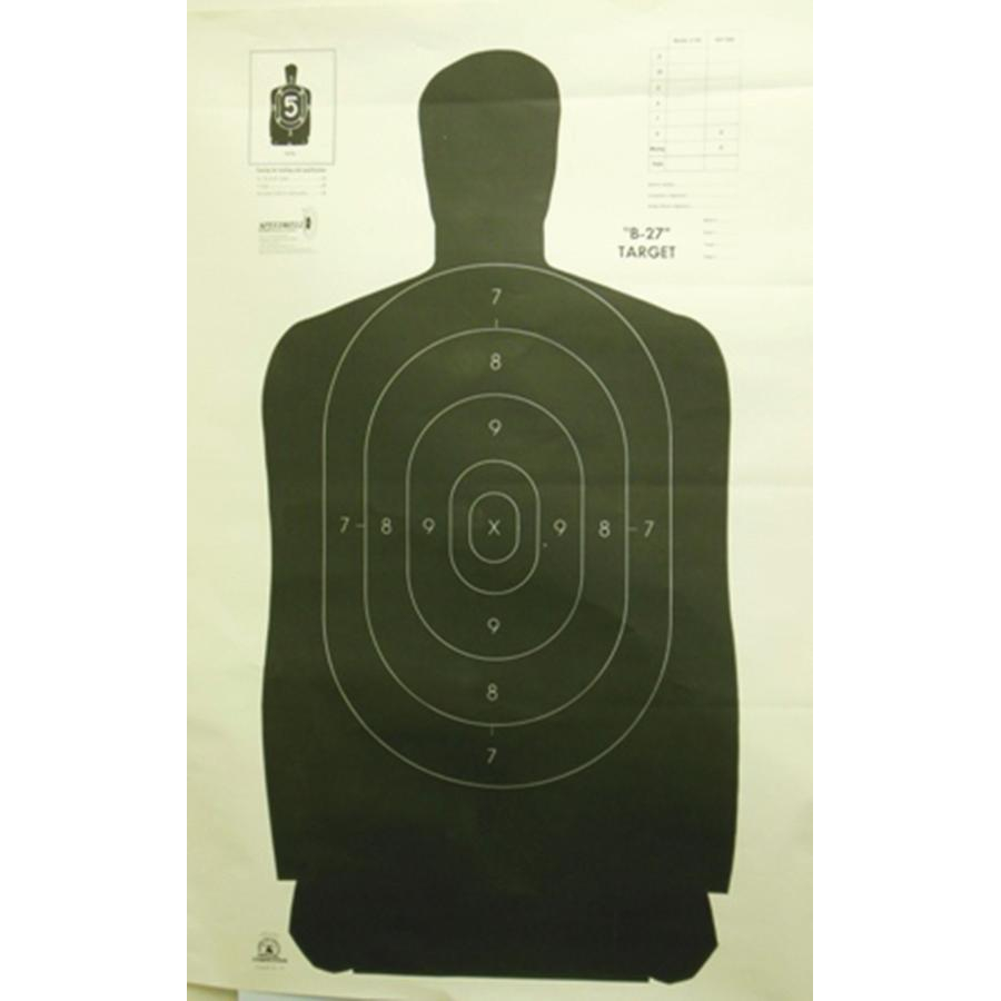 B-27 50YD Full Black Paper Targets 100PK
