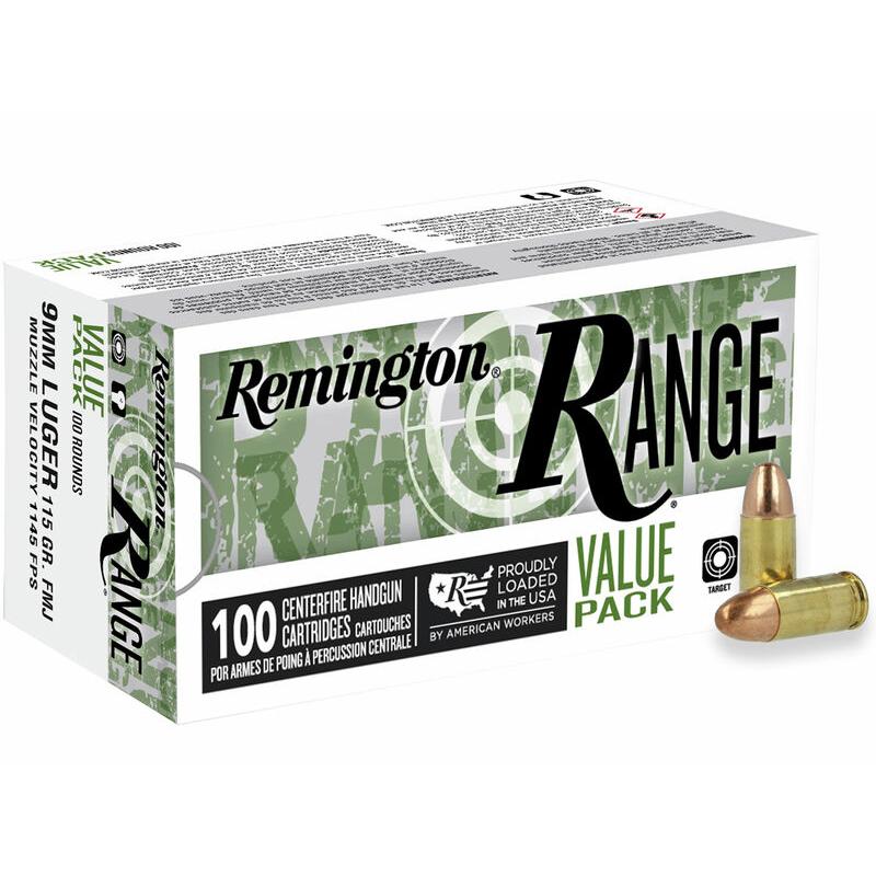 Remington 9MM Luger 115GR Fmj Range Handgun Ammo 100RD