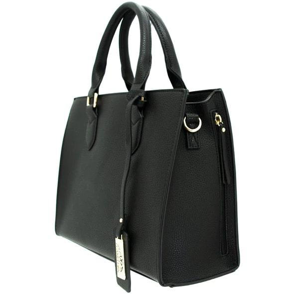 Cameleon Remi Handbag - Black Leather, 12W X 9H X 5D