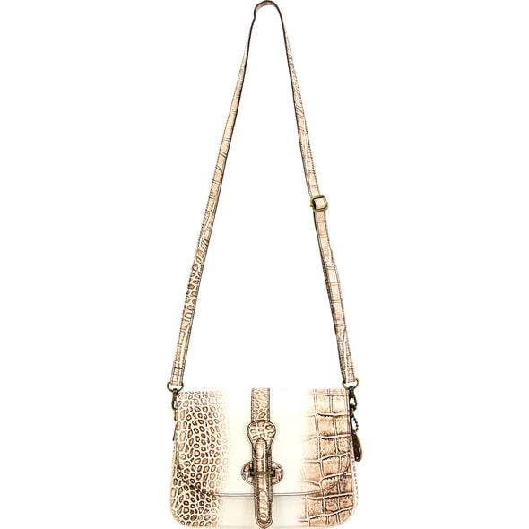 S&w Croc Crossbody Purse - Vegan Leather, 8X10.5X3, Beige