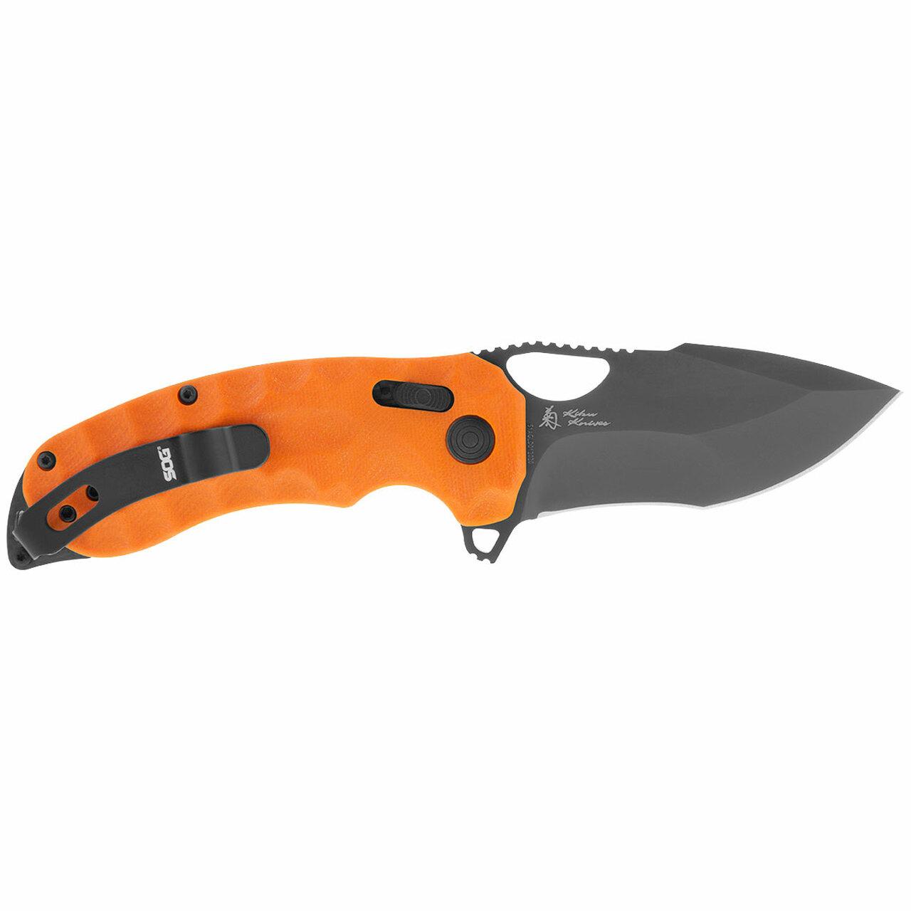 Sog Kiku Xr Lte Folding Tanto Knife - Orange G10 Handle