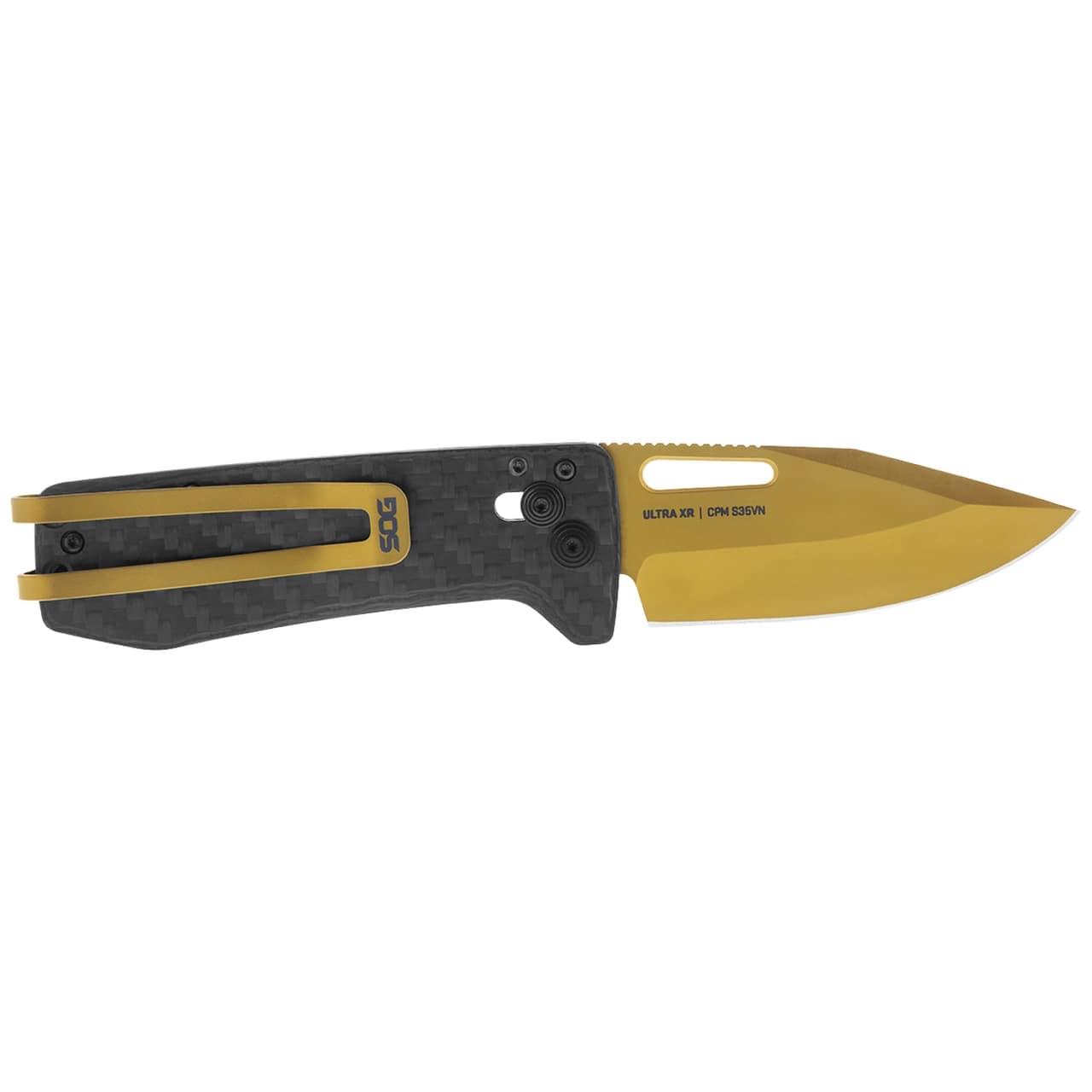 Sog Ultra Xr Carbon Fiber 2.80 Folding Knife - Gold