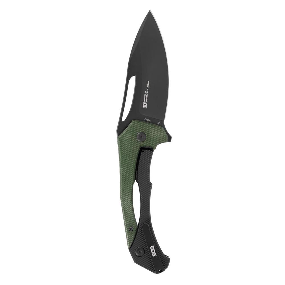 Sog Bulwark Folding Knife 3.5IN D2 Steel Olive Drab Micarta Handle