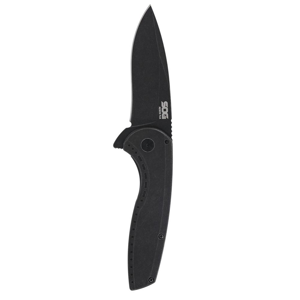 Sog Aegis Flk 2.0 Folding Knife 3.25 Drop Point Blade Black