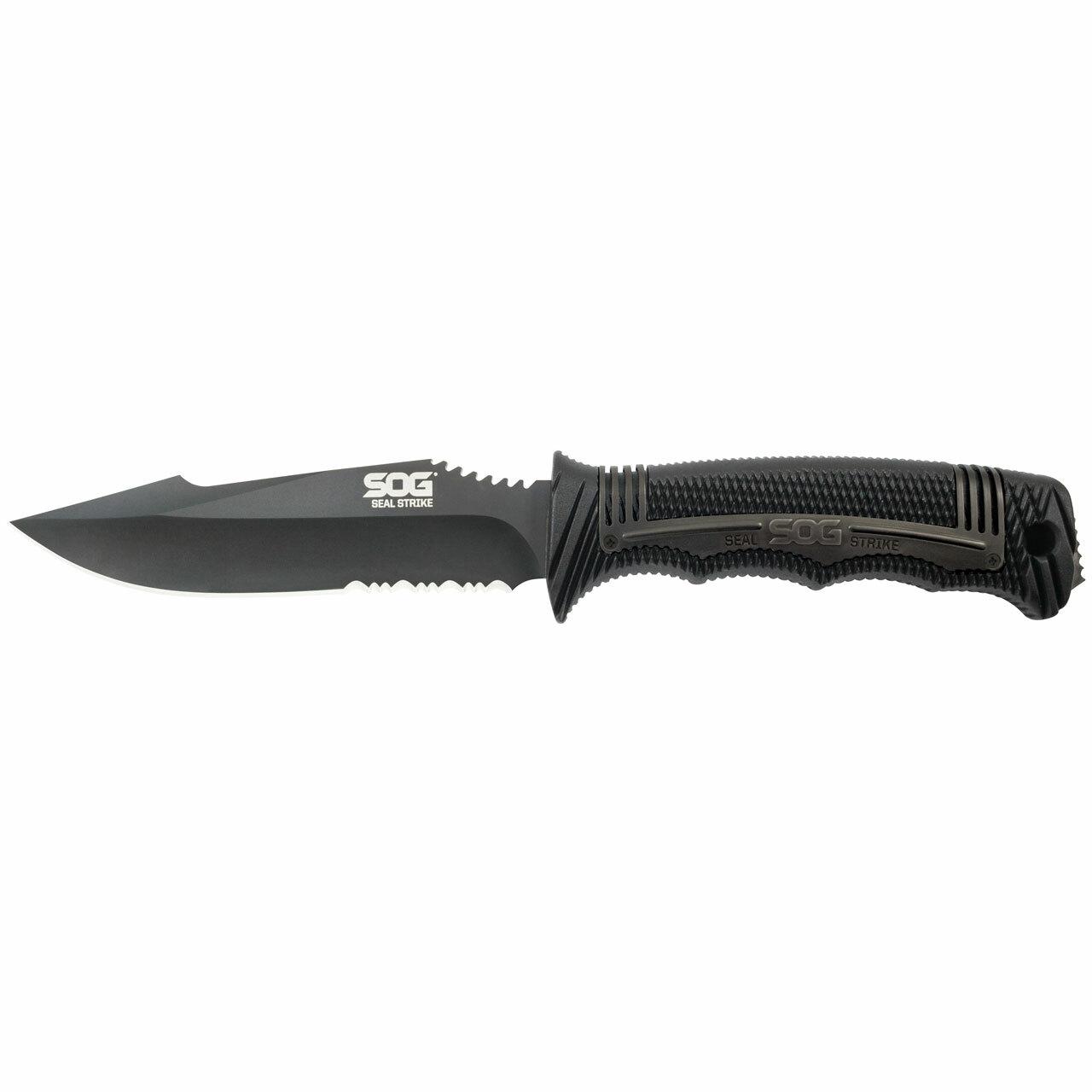 Sog Seal Strike Fixed Blade Knife - Black Tini Deluxe Sheath