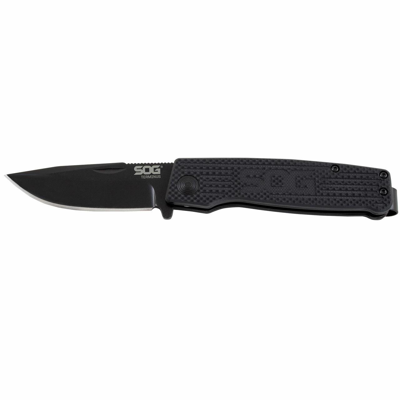 Sog Terminus Sj Lte Folding Knife - Carbon and Gold