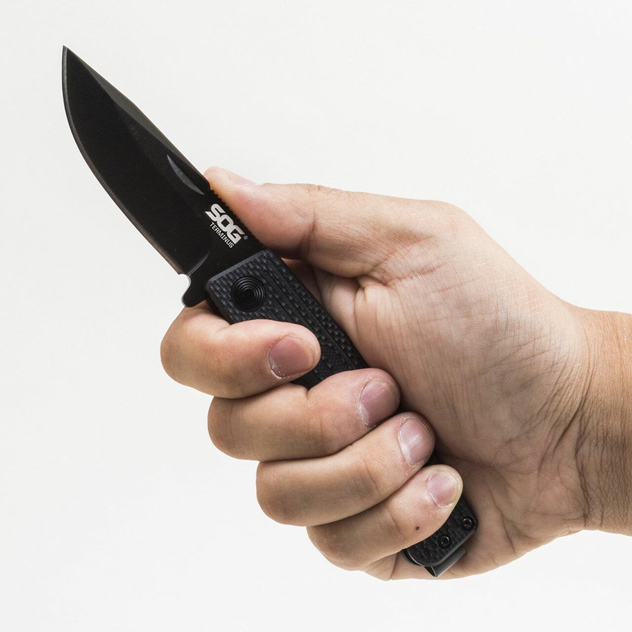 Sog Terminus Sj Lte Folding Knife - Carbon and Gold - Image 5