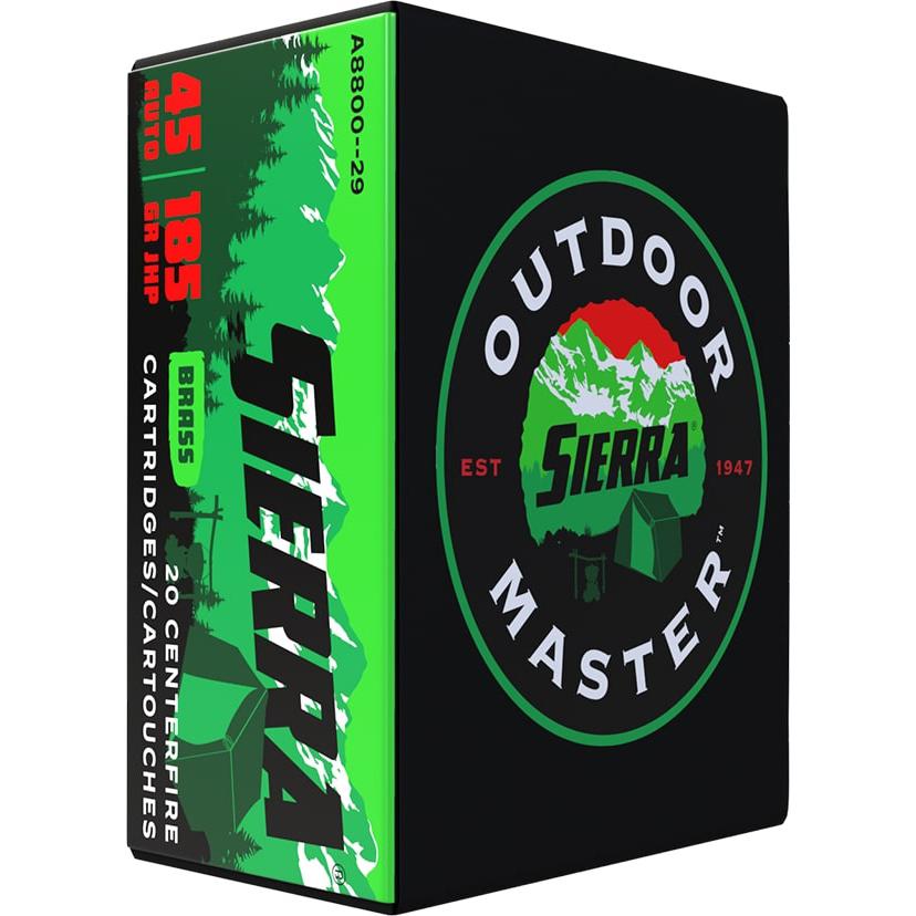 Sierra Outdoor Master Ammo 45 Auto 185 Gr Jhp 20RD Box