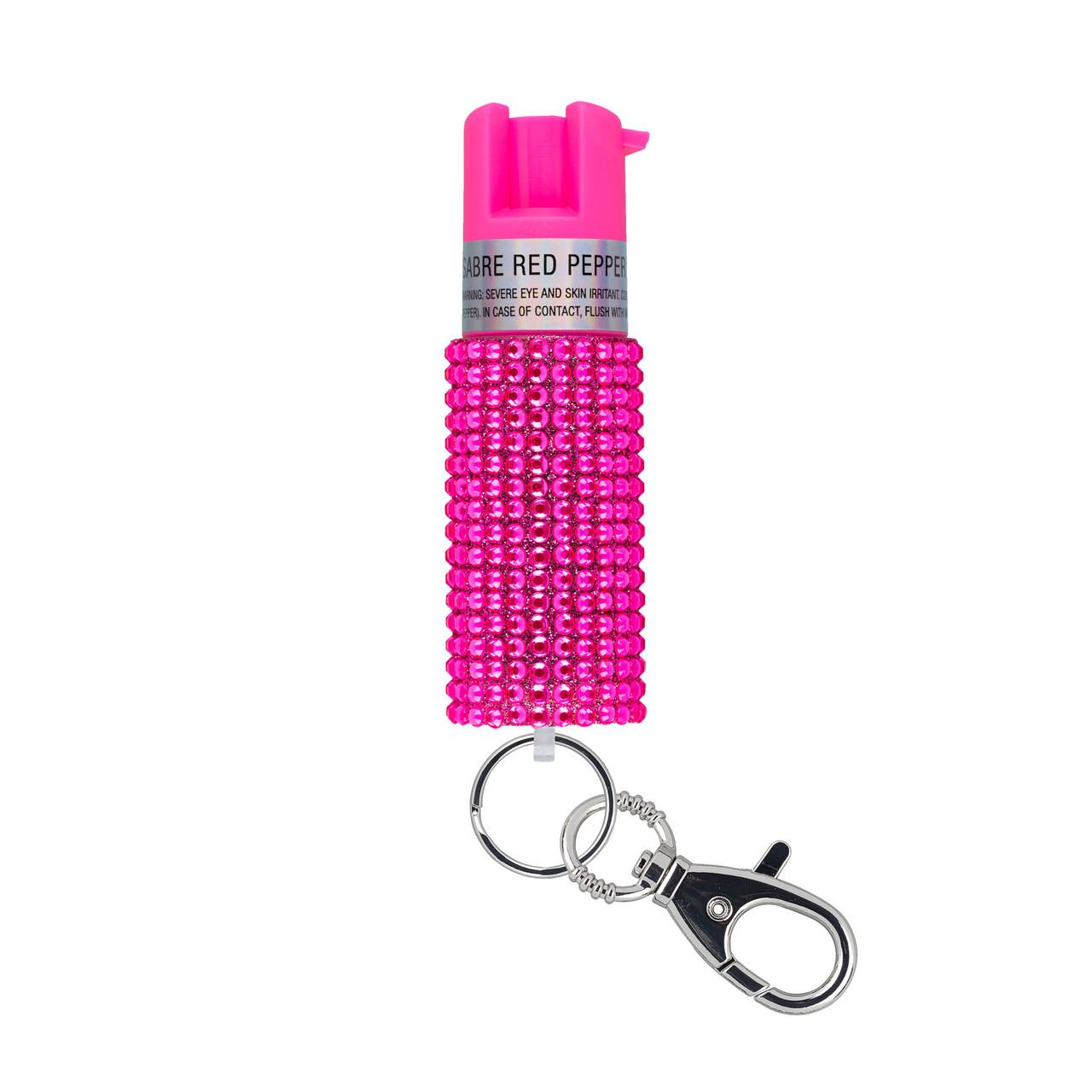 Sabre Jeweled Pepper Spray With Key Ring Pink